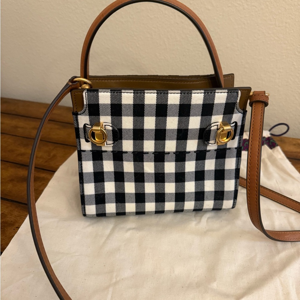 Tory Burch Gingham Petite Double Bag - Picture 2 of 5